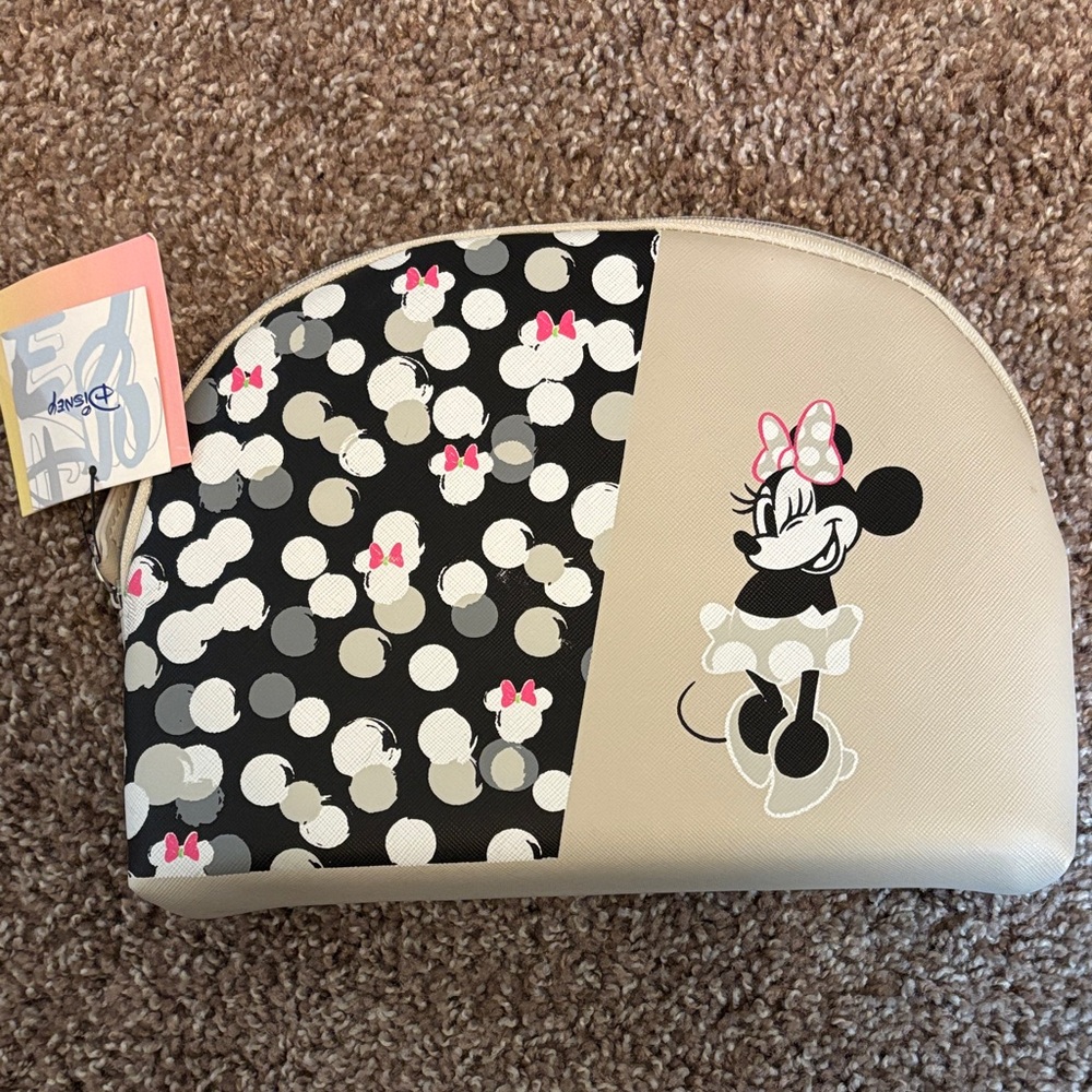 Disney Minnie Mouse Polka Dot Beige Cosmetic Pouch
